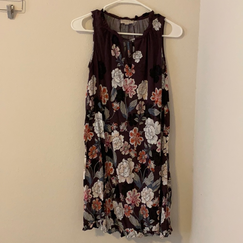 Purple floral shift dress